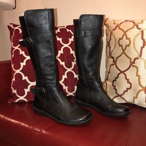 Black leather boots